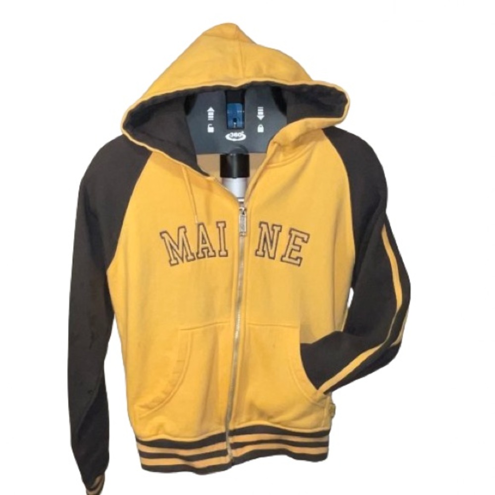 Pacific &Co Vintage Black Gold Boys Zipper Sweatshirt Hoodie Size M Retro Letter